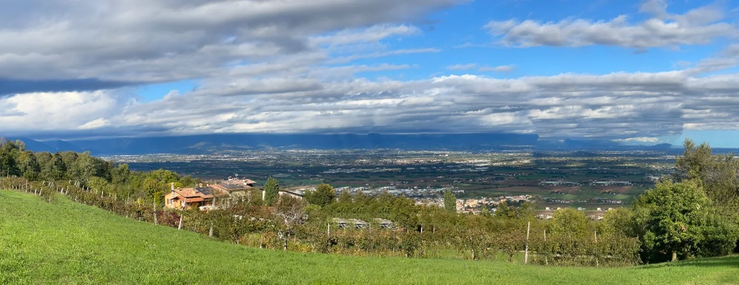 Paesaggio di colline, prati e pianura vicentina